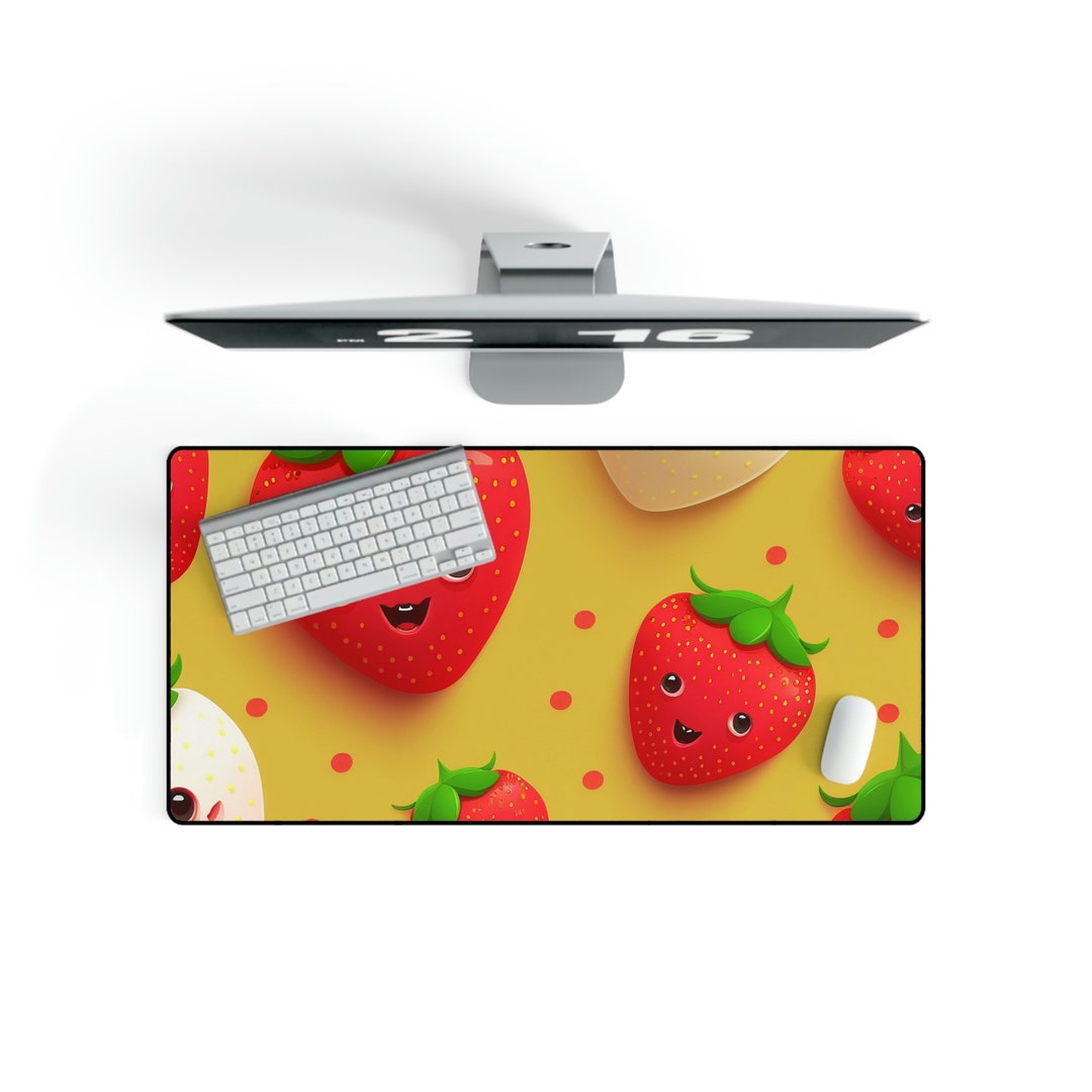 Strawberry Kawaii Dessert Desk Mat, Fruit Desk Mat, Whimsigoth Desk Mat