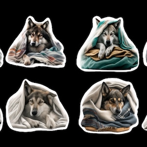 Wolf Stickers, Set of 24 Stickers, Journal Stickers, Sticker, Die Cut Stickers, Watercolor Wolf Sticker, Wolves