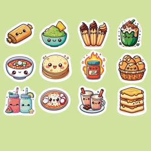Food Stickers, Set of 24 Stickers, Drink Sticker, Journal Sticker, Die Cut Stickers, Snack Stickers, Kawaii Chip Stickers