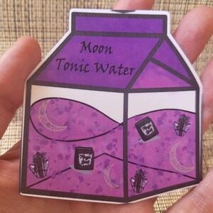 Moon Tonic Water Milk Carton Sticker, Sticker, Laptop Sticker, Journal Sticker, Die Cut Stickers, Juice Box Sticker