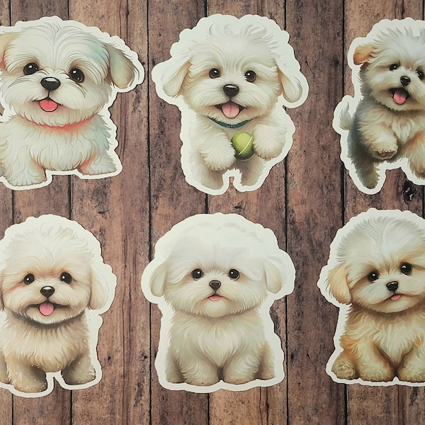 Maltese, Set of 24 Stickers, Sticker, Journal Sticker, Scrapbook Stickers, Dog Stickers, Puppy Stickers, Cute Dog Sticker