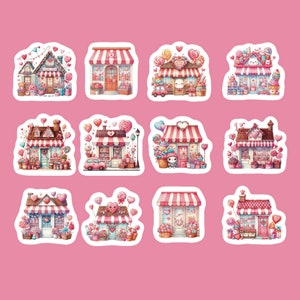 Candy Shop Stickers, Set 24 Stickers, Candy Store Stickers, Candy Sticker, Valentine Stickers, Heart Stickers, Floral Candy Shop Stickers