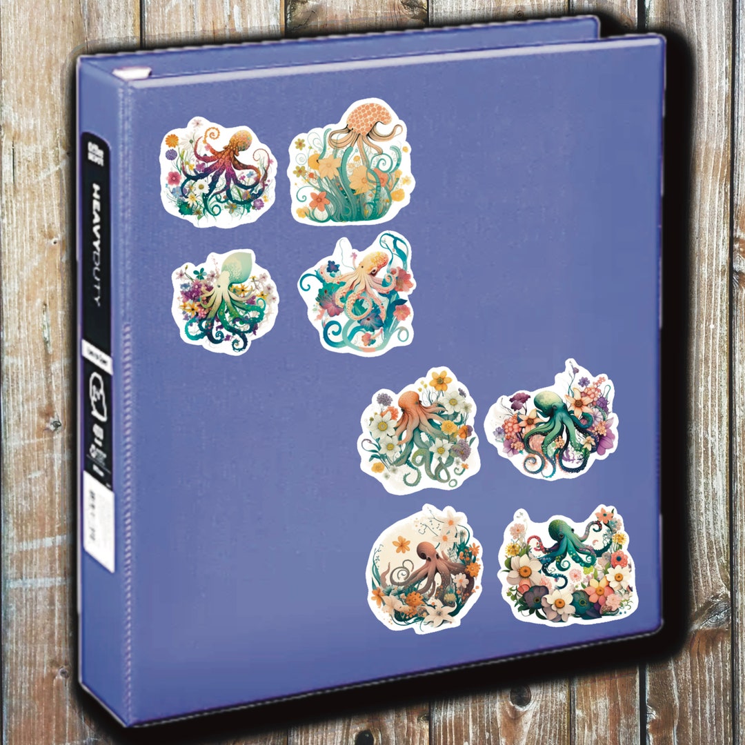 Octopus, Set of 24 Sticker, Sticker, Journal Sticker, Die Cut Stickers ...