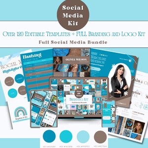 Kit de marca de Canva - Diseño de logotipo - Kit de marca - Fuente + paleta de colores - Plantilla de marketing de Canva - Kit de redes sociales - Más de 120 plantillas