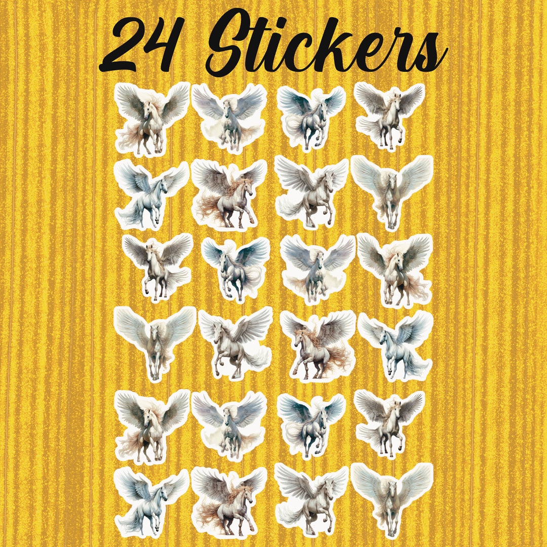 Horse Angel Stickers, Set of 24 Stickers, Heaven Stickers, Horse ...
