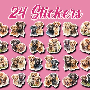 Labrador Stickers, Set 24 Stickers, Love Stickers, Couple Sticker, Dog Stickers, Wedding Stickers, Puppy Stickers, Valentine Stickers, Labs