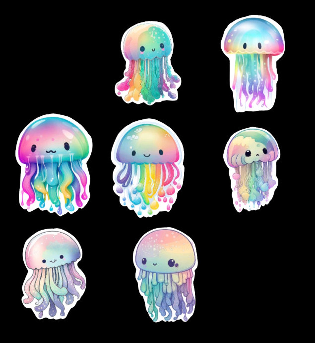 Kawaii Jellyfish Tie Dye, Set of 21 Stickers, Sticker, Die Cut Sticker ...