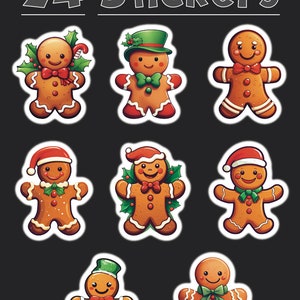 Gingerbread Man Stickers, Set of 24 Stickers, Christmas Stickers, Gingerbread Stickers, Gingerbread Cookie Sticker, Gingerbread Men Stickers