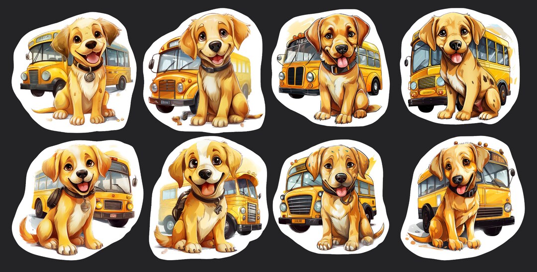 Labrador School Bus Dog Stickers, Set of 24 Stickers, Journal Sticker ...