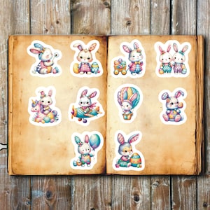 Patchwork Rabbit Stickers, Set of 20 Stickers, Easter Sticker, Bunny Stickers, Rabbit Sticker, Easter Egg Sticker, Baby Bunny Stickers