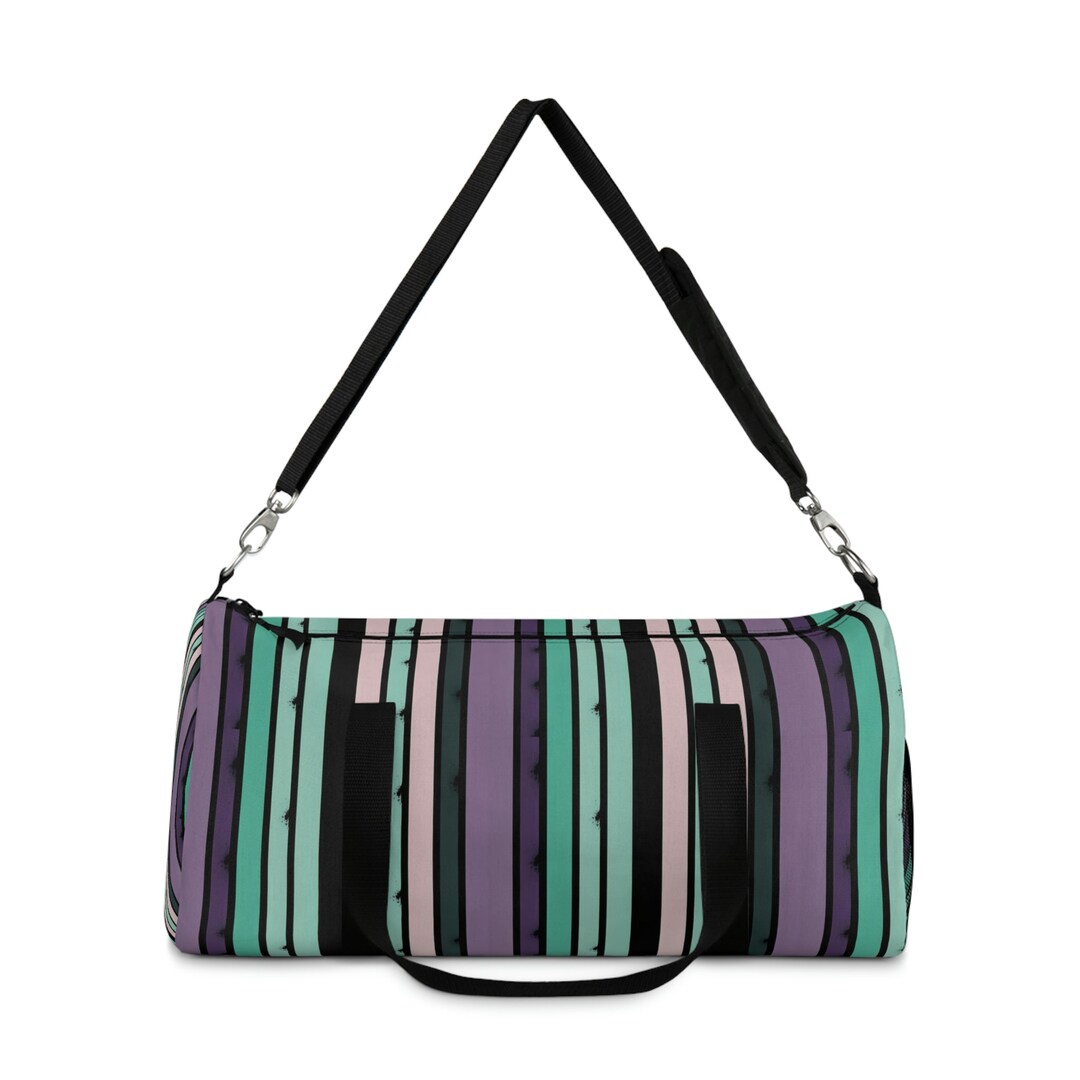 Pastel Goth Duffel Bag, Gothic Luggage Bag, Stripe Duffle Bag