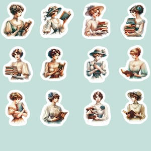 Vintage Women Stickers, Set of 24 Stickers,  40’s Stickers, Lady Stickers, Secretary Stickers, Educated Woman stickers