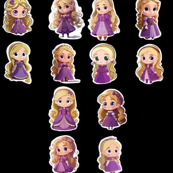 Rapunzel Magnets, Decorative Magnets, Rapunzel Magnets, Fridge Magnets, Princes Decor, Princess, Kawaii Princess, Girl, Purple Dress, Blonde