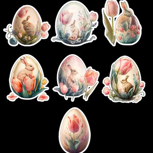 Easter Egg, Set of 28 Stickers, Sticker, Journal Sticker, Die Cut Stickers, Easter Bunny Stickers, Spring Sticker, Watercolor