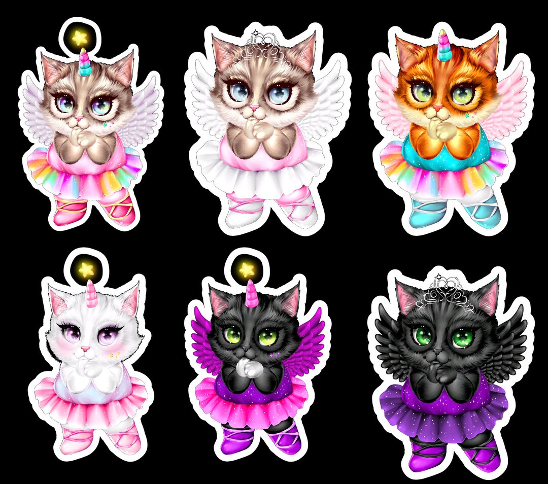 Ballerina Cats Set of 24 Stickers, Sticker, Journal Sticker, Die Cut ...