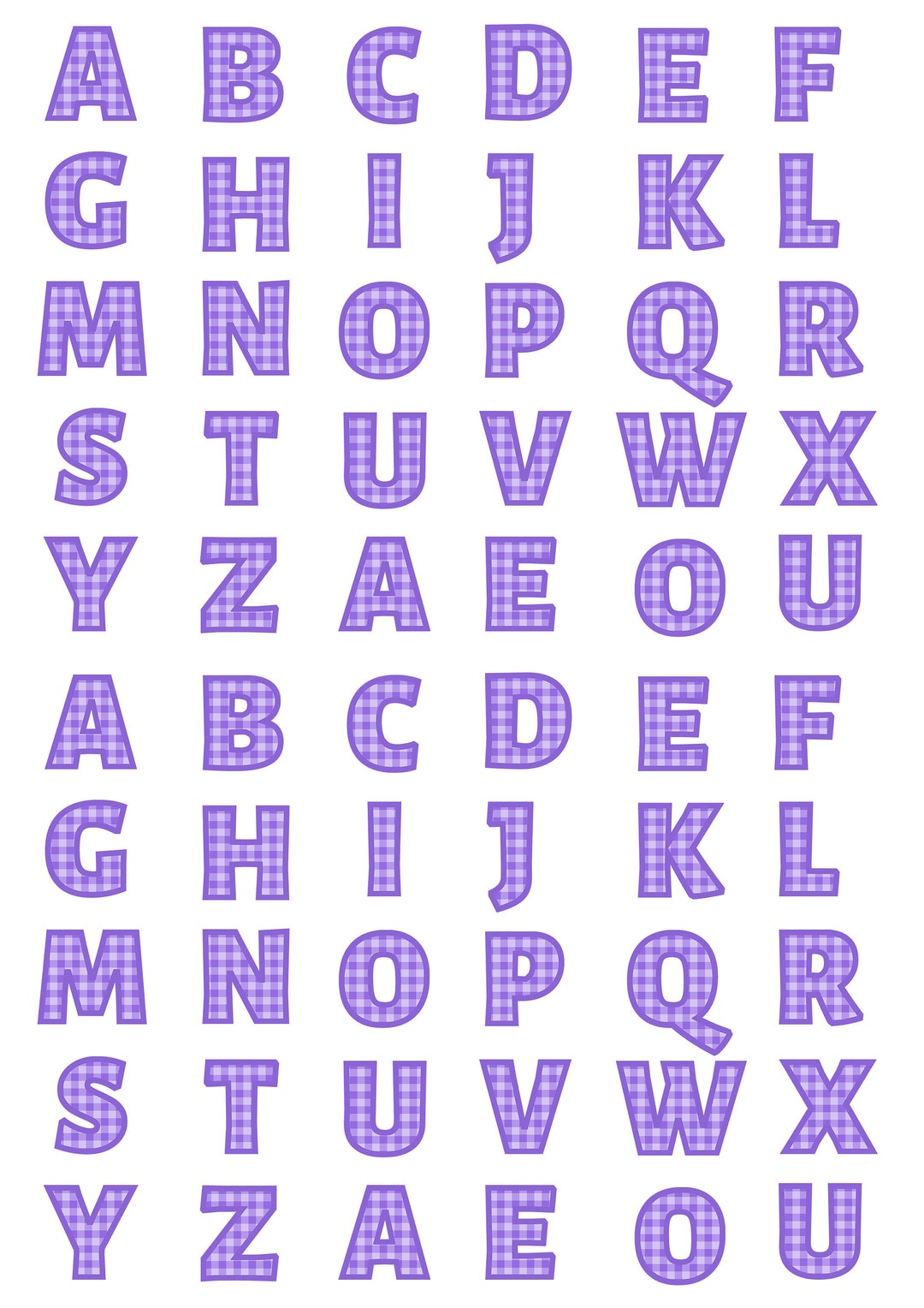 2 Sets of Purple Gingham Alphabet Planner Set Stickers - Etsy