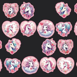 Unicorn Stickers, Set of 22 Stickers, Valentine Sticker, Baby Unicorn Stickers, Love Stickers, Heart Stickers, Pony Stickers, Unicorns