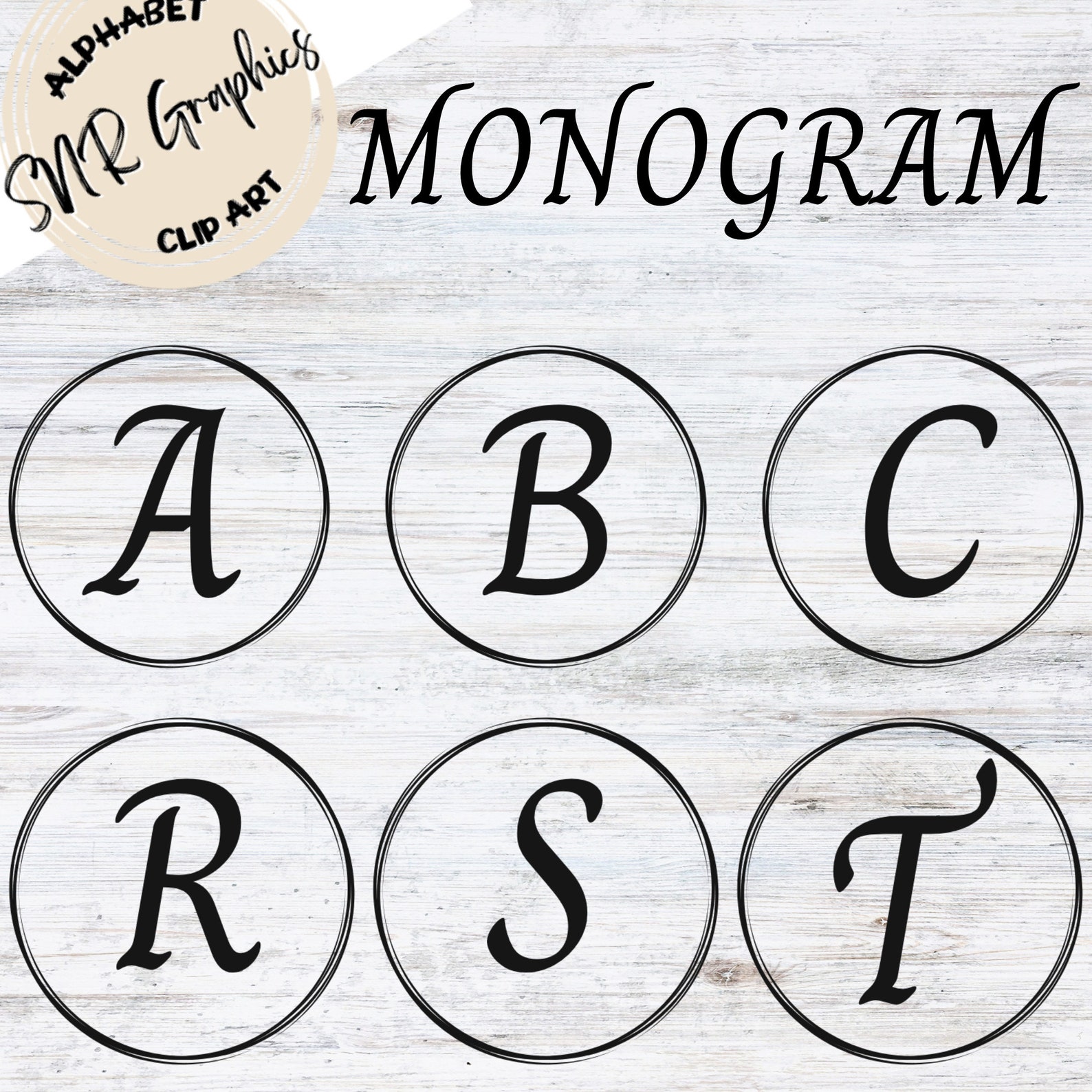 Circle Monogram Alphabet Clipart Monogram Clipart Monogram - Etsy