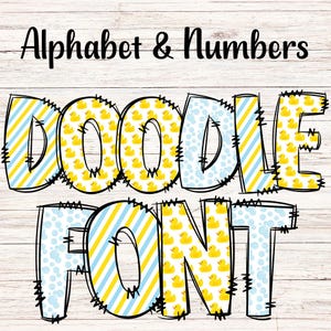 Badtijd doodle letters png met doodle omtrek, clipart alfabet lettertype digitale download, POD, klaar om af te drukken