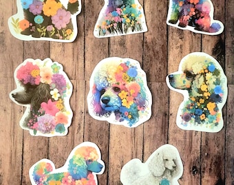 Poodle Dog, Set of 24 Stickers, Sticker, Journal Sticker, Die Cut Stickers, Watercolor Dog Sticker, Puppy Sticker, Poodles, Dogs