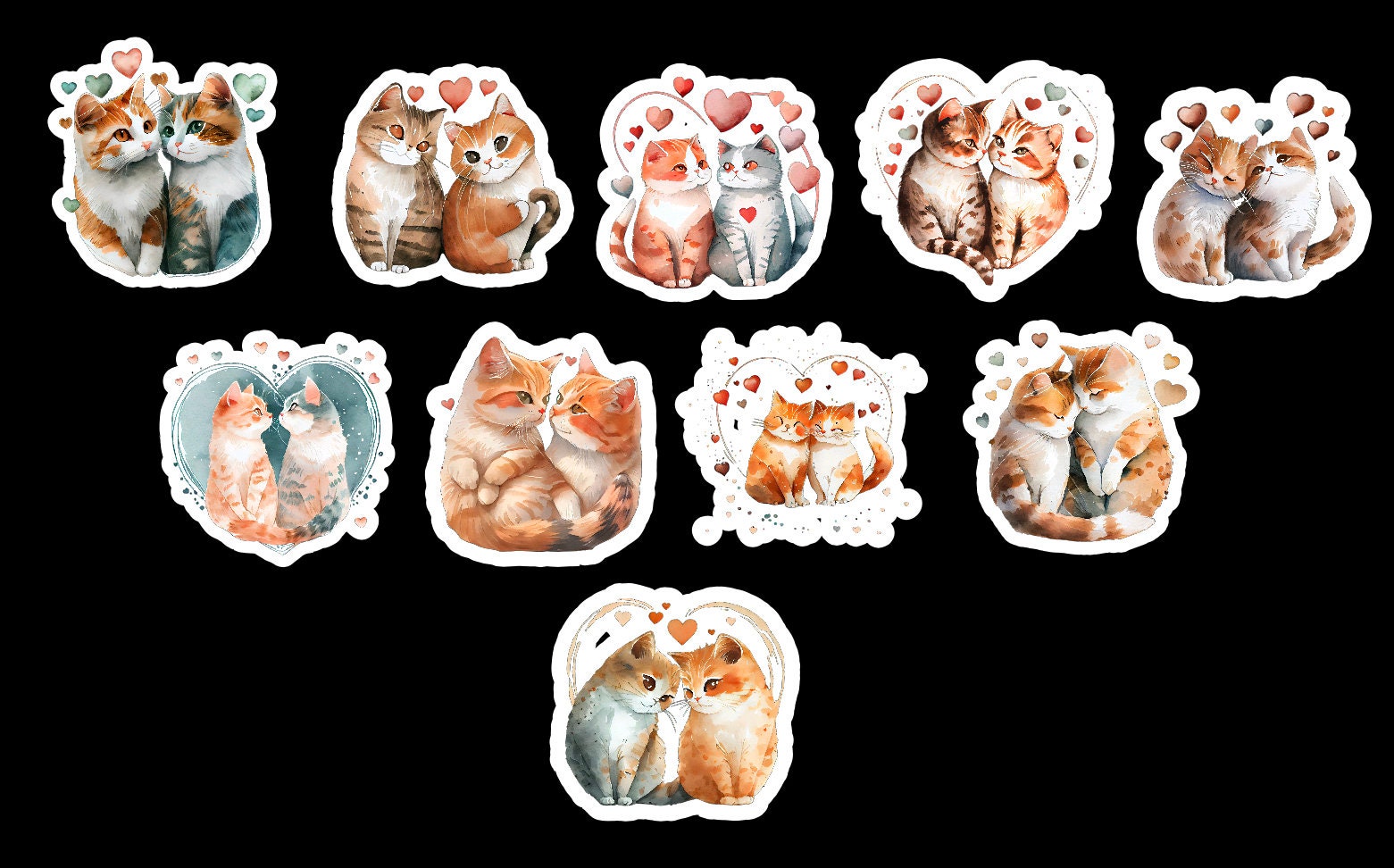 Set of cute Valentine's day stickers with cats in kawaii style Stock Vector  by ©frenta 331689648