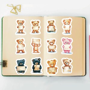 Teddy Bears With Signs Stickers, Set of 24 Stickers, Nursery Stickers, Bear Stickers, Baby Bear Stickers, Bears,