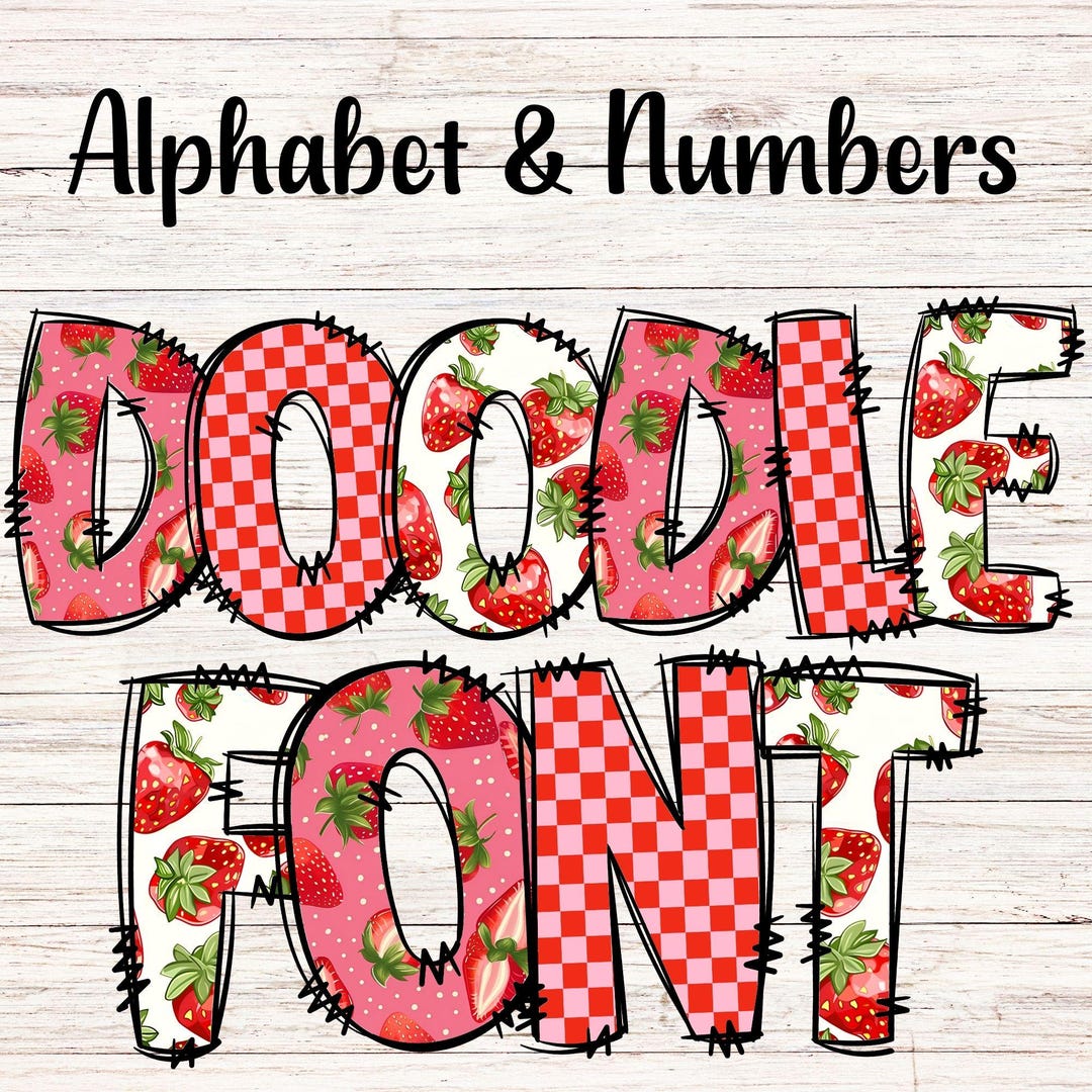 Strawberry Doodle Letters PNG With Doodle Outline, Picnic Clipart ...
