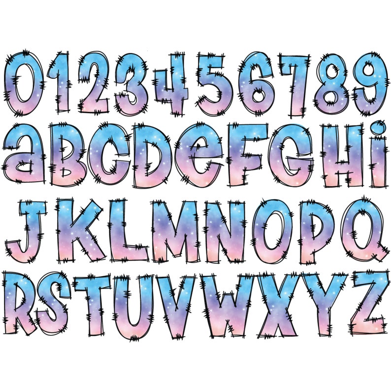 Dream Doodle Alphabet Clipart Font, Pastel Sleepover Letters (PNG ...