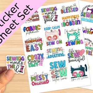 Embroidery Sticker Sheet Sewing Stickers Crafting Hobby Deco Planner &  Journal Stickers Gift for Sewer Sewing Embroidery Gift 