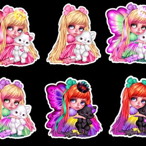 Butterfly Princess Set of 24 Stickers, Sticker, Journal Sticker, Die Cut Stickers, Kawaii Fairy, Anime Sticker, Fairy Sticker