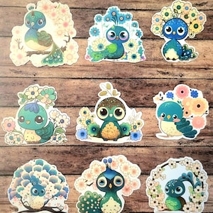 Peacock, Set of 27 Sticker, Sticker, Journal Sticker, Die Cut Stickers, Watercolor Sticker, Colorful Floral Peacock, Peacocks