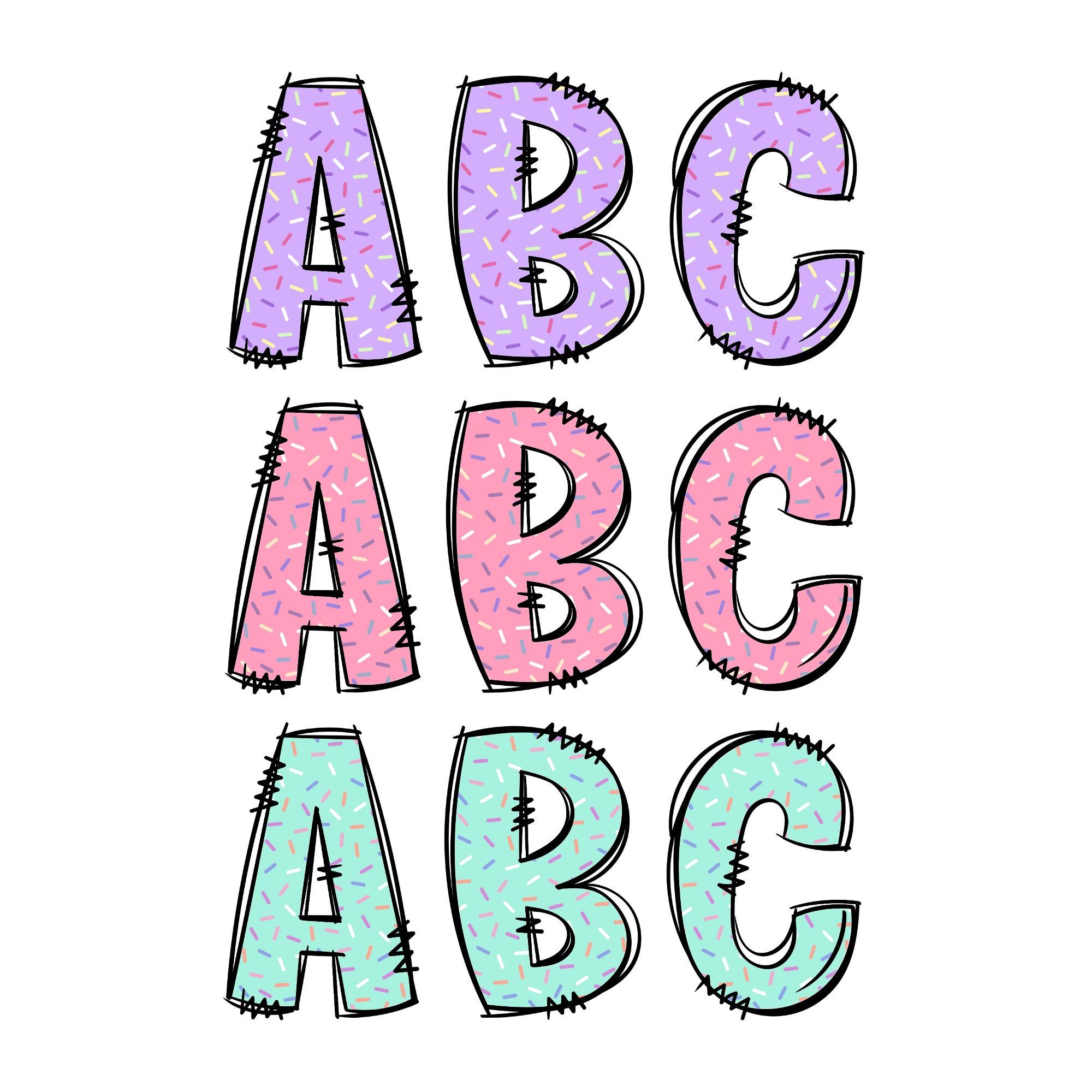 Sprinkles Doodle Letters PNG With Doodle Outline, Clipart Alphabet Font ...