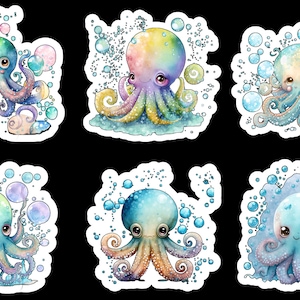 Octopus, Set of 6 Magnets, Magnet, Sea Life, Octopi Magnets, Ocean Magnets, Under The Sea, Octopus Magnets, Decorative Magnets Only