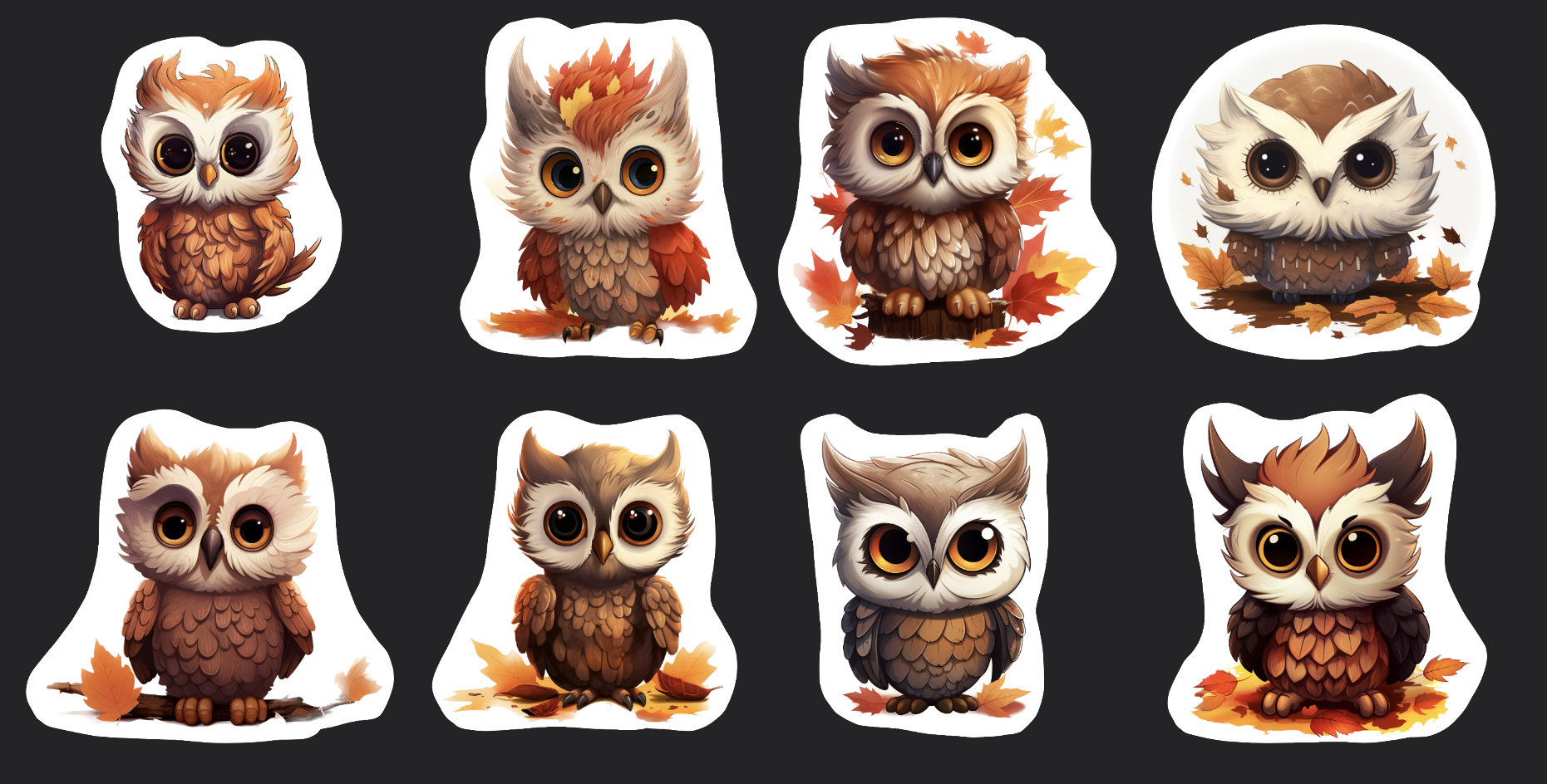 Fall Owl Stickers, Set of 24 Stickers, Owl Sticker, Journal Sticker, Die Cut Sticker, Fall Sticker,