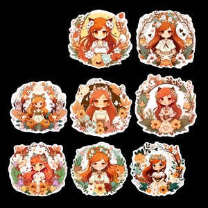 Kawaii Fox Princess Stickers, Set of 27 Stickers, Sticker, Die Cut Sticker, Watercolor Sticker, Kawaii Foxes, Fox Princesses