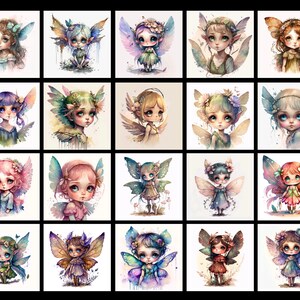 Watercolor Fairies, Set of 20 Stickers, Sticker, Journal Sticker, Die Cut Stickers, Fantasy Stickers, Fairy Stickers, Sprite