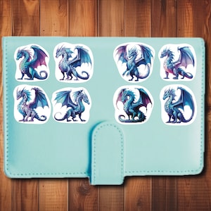 Dragon Stickers Blue & Purple, Set of 24 Stickers, Dragon Sticker, Die Cut Sticker, Fantasy Sticker, Mythical Sticker, Dragon Lover Sticker