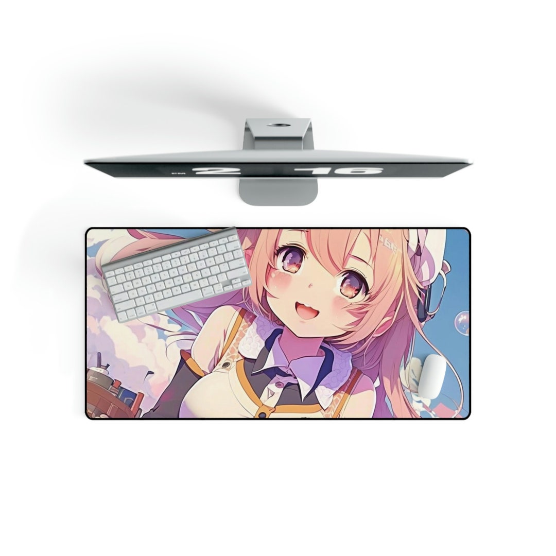 Kawaii Gamer Girl Desk Mat Anime Girl Desk Mat Whimsigoth Etsy