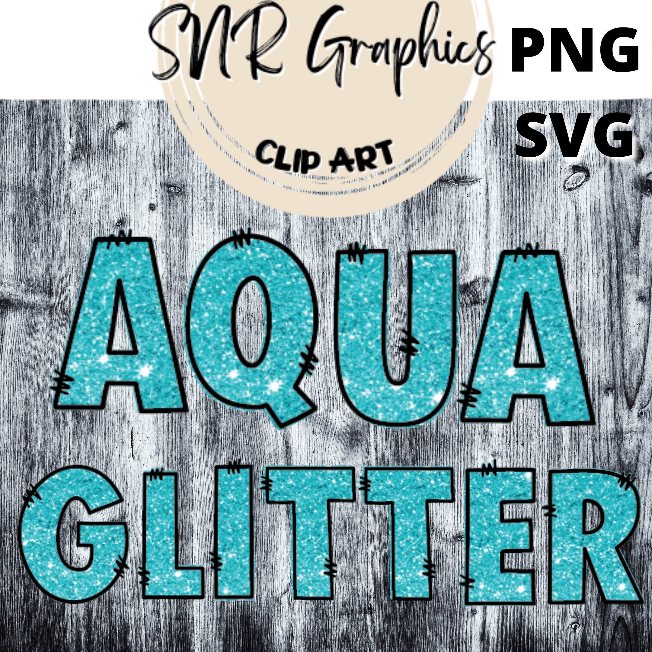 Glitter Cursive Alphabet Letter Stickers, 1-Inch, 50-Count Aqua