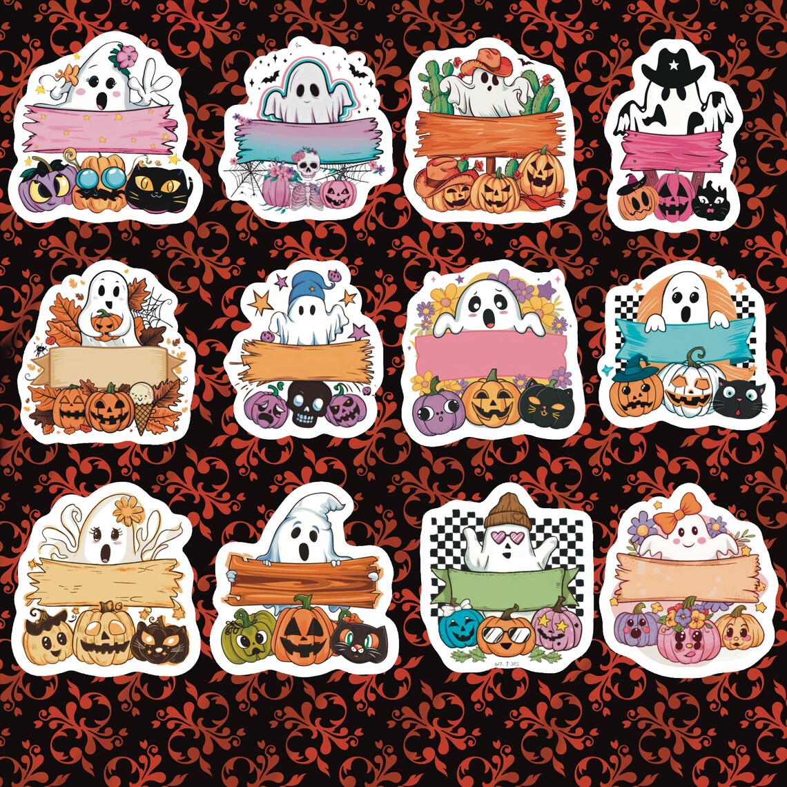 Halloween Ghost Stickers, Set of 24 Stickers, Creepy Cute Sticker ...