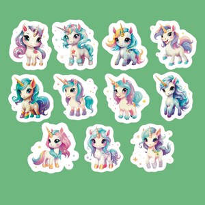 Cute Unicorn Stickers, Set of 22 Stickers, Unicorn Stickers, Colorful Unicorn Stickers, Unicorns, Ponies, Baby Unicorn Stickers