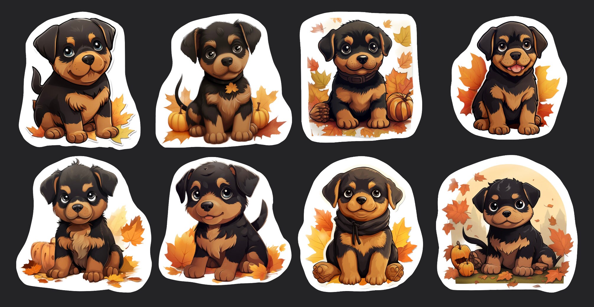 Hello Fall Scene Rottweiler Fall Rottweiler Dog Stickers, Set of 24 Stickers, Dog Sticker, Journal ...