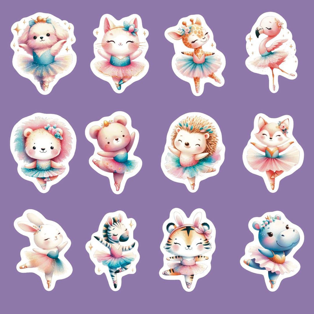 Ballet Animals Stickers, Set of 24 Stickers, Laptop Stickers, Water ...