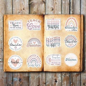 Teacher Saying Stickers, Set of 24 Stickers, School Stickers, Teacher Vibe Stickers, Teachers, Teacher Love Stickers