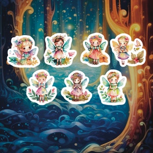 Cute Spring Fairy Stickers, Set of 21 Stickers, Spring Sticker, Fairy Sticker, Floral Sticker, Fairy Wing Stickers, Butterfly Fairy Stickers