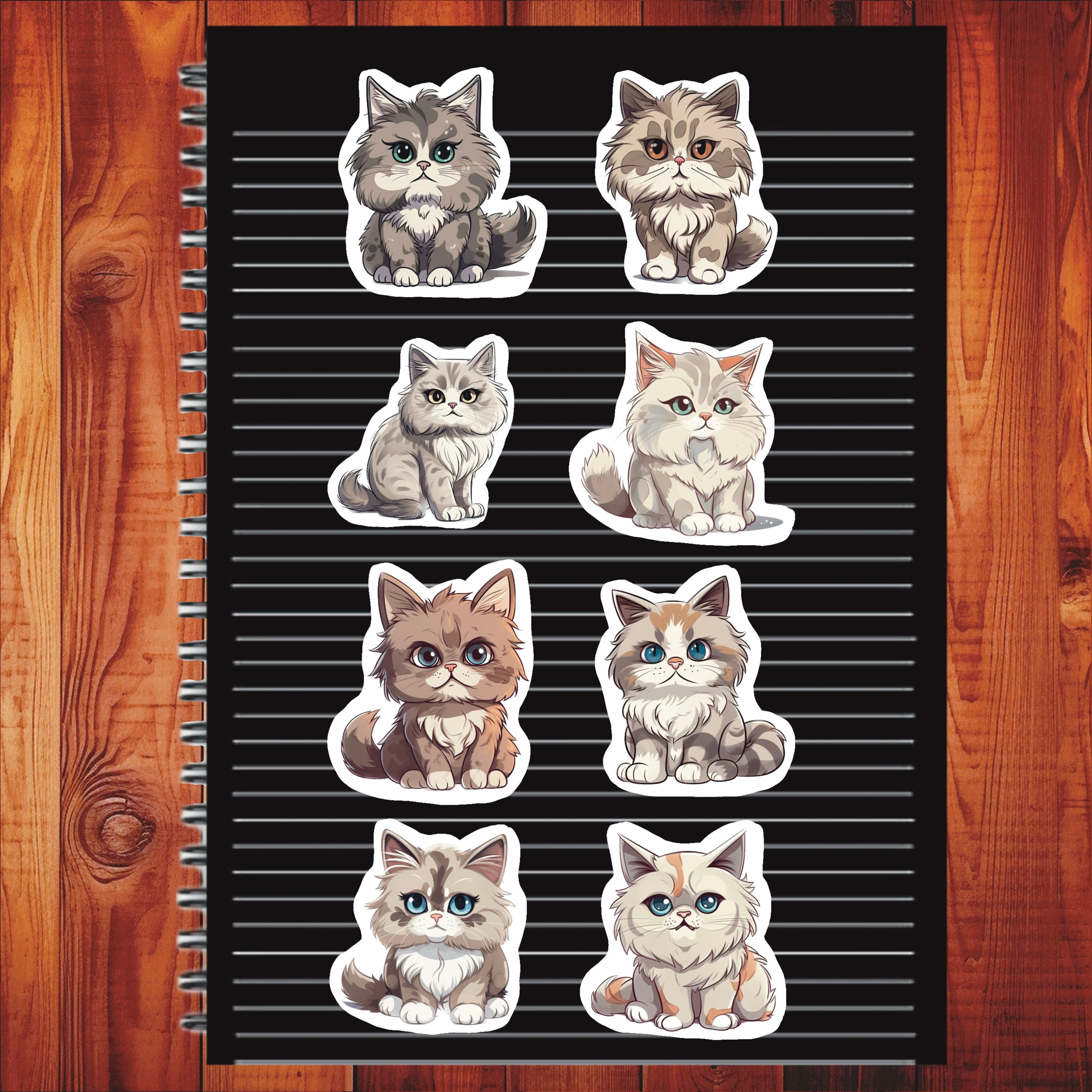Lot De 6 Planches De Stickers Autocollants - Série Chats Mignons - Matière Plastique - Neuf - Marque NOVAGO