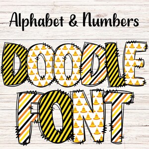 Bouwplaats doodle letters png met doodle omtrek, clipart alfabet lettertype digitale download, POD, klaar om af te drukken