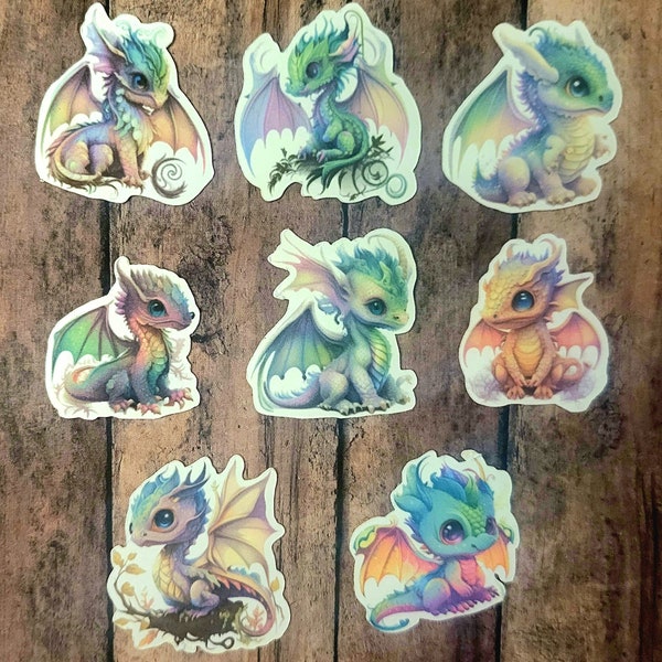 Pastel Baby Dragons Magnets, Set of 8 Magnets, Magnet, Kawaii Baby Dragons, Dragons, Decorative Magnets Only