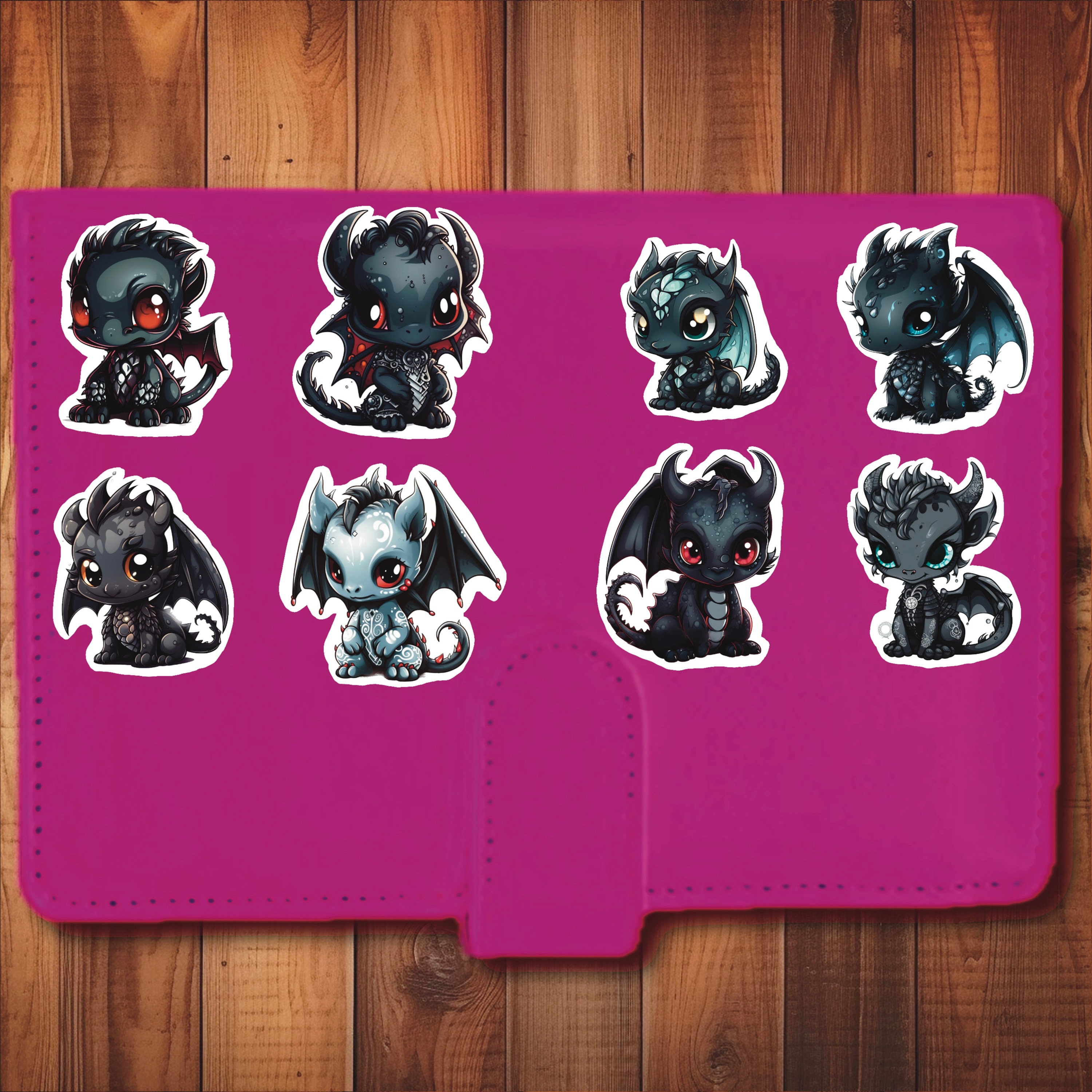 Kawaii Black Dragon, Set of 24 Stickers, Sticker, Journal Sticker Die Cut  Sticker, Chibi Dragon, Fantasy Sticker, Baby Dragons - Etsy