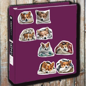Corgi In Blanket Dog, Set of 24 Stickers, Sticker, Journal Sticker, Die Cut Stickers, Watercolor Dog Sticker, Corgi, Dogs
